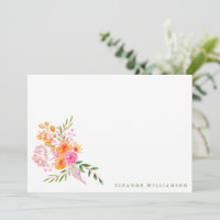 Mesa de novia de acuarela floral naranja rosa lind