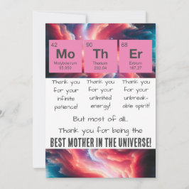 Tarjeta De Agradecimiento Mesa periódica del Día de la Madre