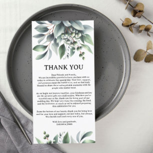 Tarjeta De Agradecimiento Mesas de recepción de bodas de vegetación botánica
