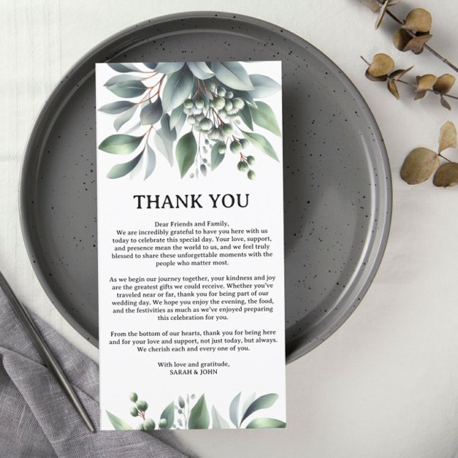 Tarjeta De Agradecimiento Mesas de recepción de bodas de vegetación botánica (Subido por el creador)