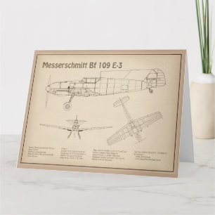 Tarjeta De Agradecimiento Messerschmitt Bf 109 - Airplane Blueprint SD