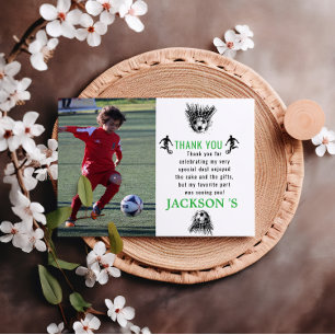 Tarjeta De Agradecimiento ¡Meta! Fiesta de cumpleaños número 5 de fútbol