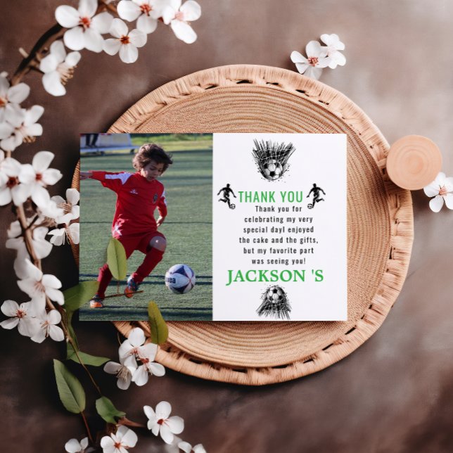 Tarjeta De Agradecimiento ¡Meta! Fiesta de cumpleaños número 5 de fútbol (Subido por el creador)