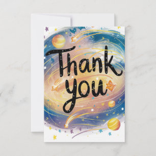Tarjeta De Agradecimiento Meteorito Celestial Lindo Alegre