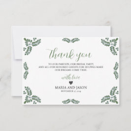Tarjeta De Agradecimiento Mexican Talavera Green Floral Minimalist Wedding