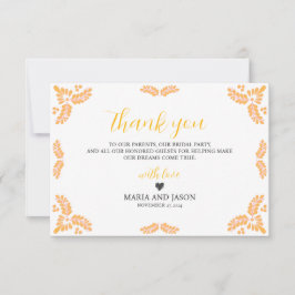 Tarjeta De Agradecimiento Mexican Talavera Yellow Floral Minimalist Wedding