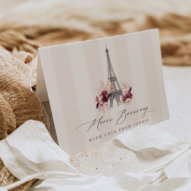 Tarjeta De Agradecimiento MGracias Beaucoup Paris Baby Shower (Subido por el creador)