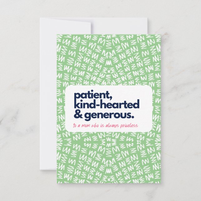 Tarjeta De Agradecimiento Mi mamá es invaluable paciente, amable y generosa (Anverso)
