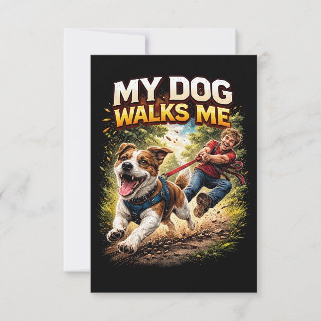 Tarjeta De Agradecimiento Mi perro me pasea (Anverso)
