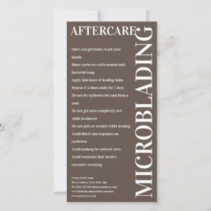 Tarjeta De Agradecimiento Microblading Aftercare Instrucción Negrita Brown