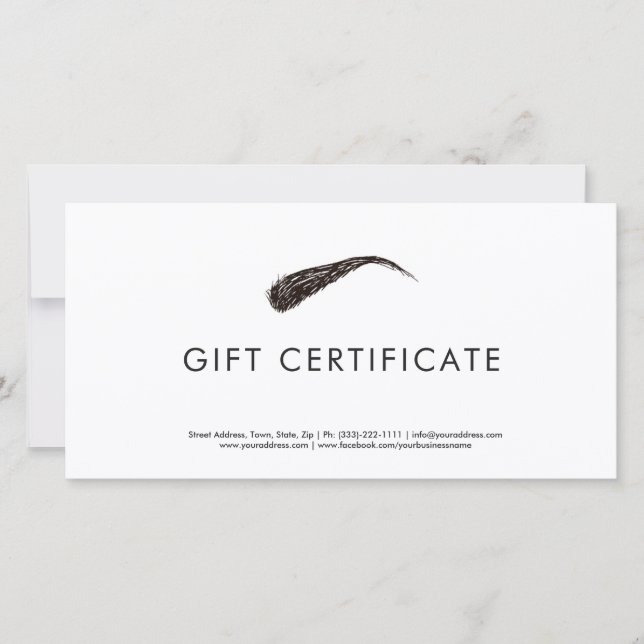 Tarjeta De Agradecimiento Microblading Simple Moderne Gift Certificate (Anverso)