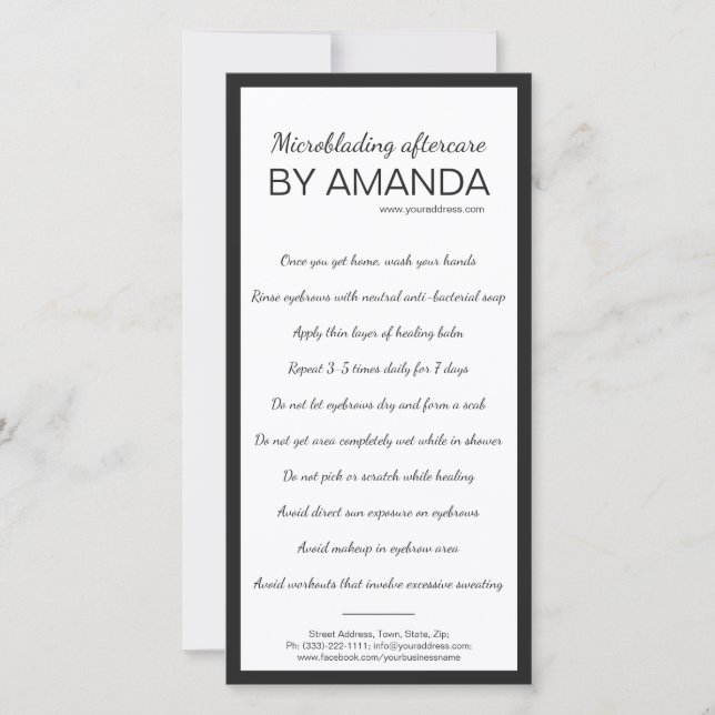 Tarjeta De Agradecimiento Microblando después del cuidado simple de la caja  (Anverso)