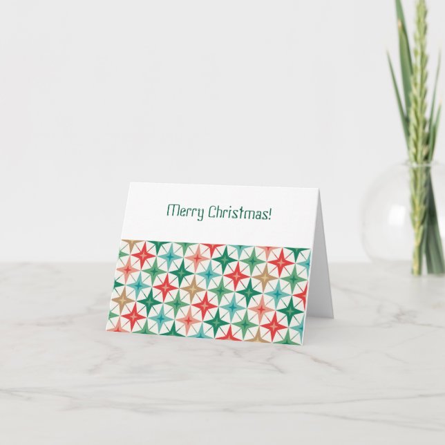 Tarjeta De Agradecimiento Mid Century Modern Merry Christmas Card (Anverso)