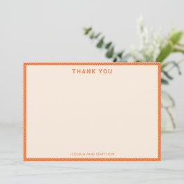 Tarjeta De Agradecimiento Mid-Century Modern Pink Orange Custom Wedding Name