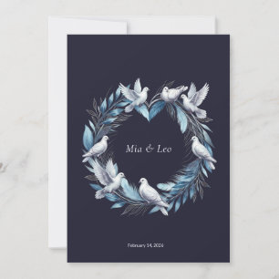 Tarjeta De Agradecimiento Midnight Blue and Wreath / Boda Azul y Corona