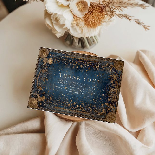 Tarjeta De Agradecimiento Midnight Celestial Baroque Wedding (Subido por el creador)