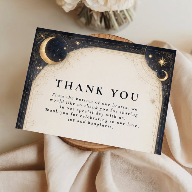 Tarjeta De Agradecimiento Midnight Celestial Garden Wedding (Subido por el creador)