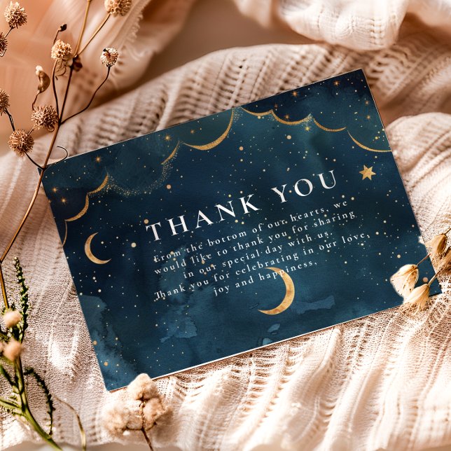 Tarjeta De Agradecimiento Midnight Constellation Floral Wedding (Subido por el creador)