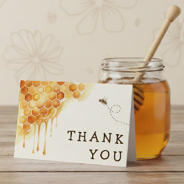 Tarjeta De Agradecimiento Miel de Abeja Panal Acuarela Abejorro