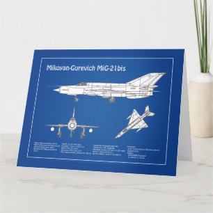 Tarjeta De Agradecimiento MiG-21 bis - Planes de diseño aéreo ABD