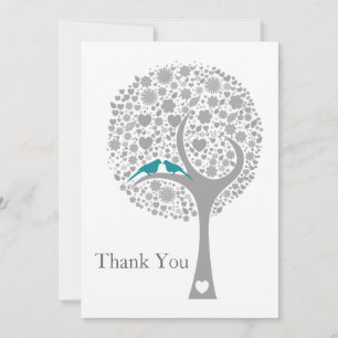 Tarjeta De Agradecimiento milagroso boda de movebirds azul
