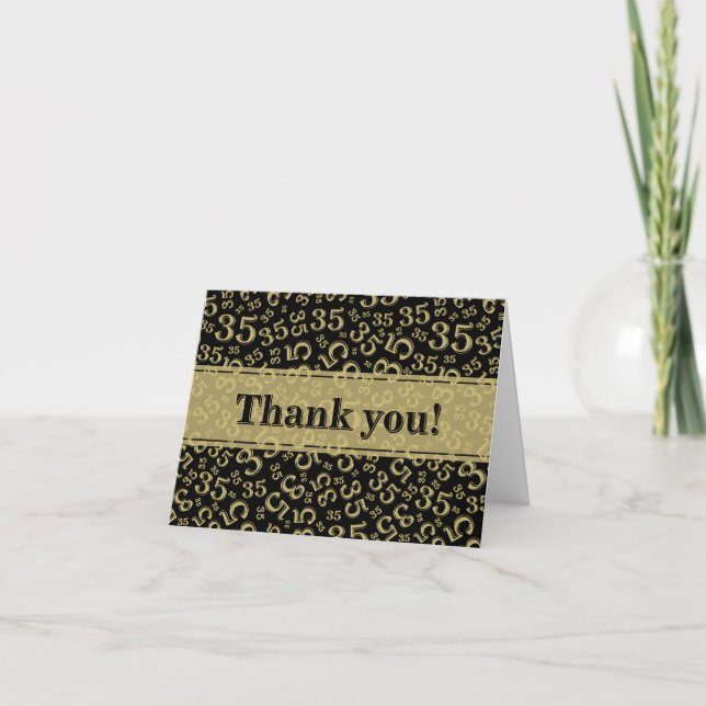 Tarjeta De Agradecimiento Milestone 35 Random Number Pattern Black/Gold (Anverso)