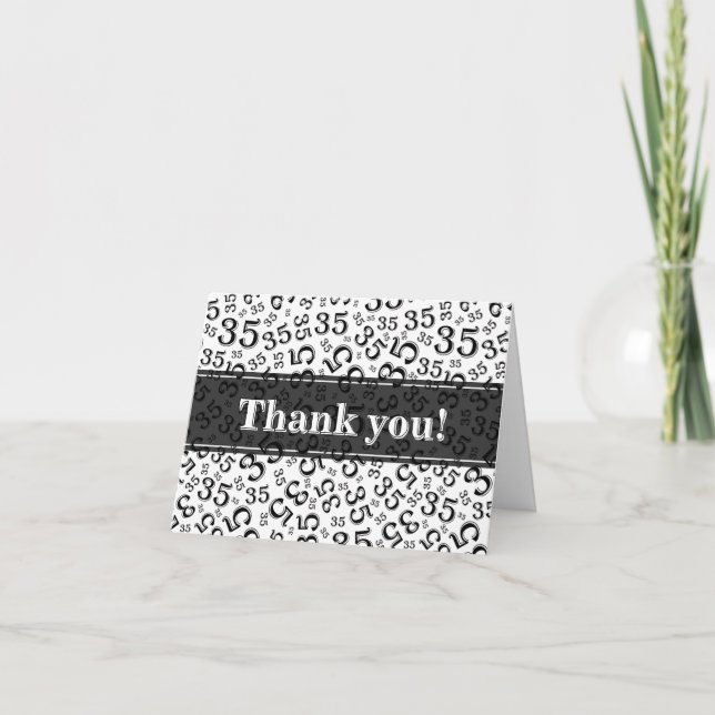Tarjeta De Agradecimiento Milestone 35 Random Number Pattern Black/White (Anverso)