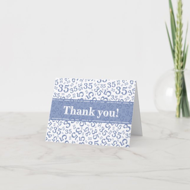 Tarjeta De Agradecimiento Milestone 35 Random Number Pattern Blue/White (Anverso)