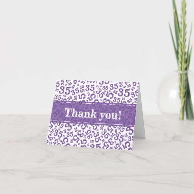 Tarjeta De Agradecimiento Milestone 35 Random Number Pattern Purple/White (Anverso)