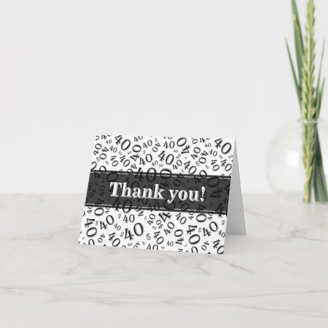 Tarjeta De Agradecimiento Milestone 40 Random Number Pattern Green/White (Anverso)