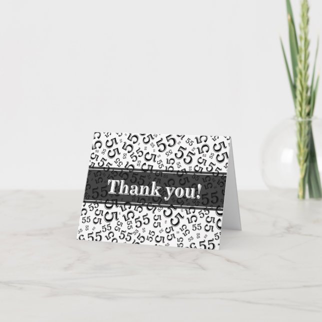 Tarjeta De Agradecimiento Milestone 55 Random Number Pattern Black/White (Anverso)