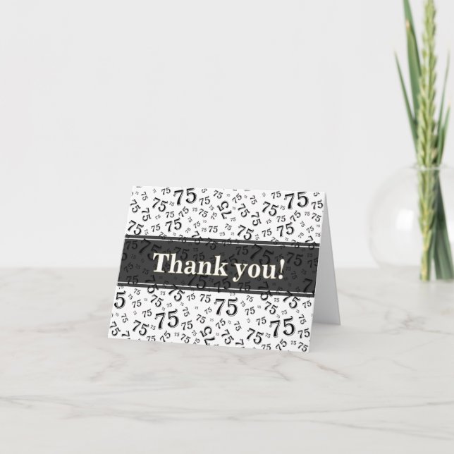 Tarjeta De Agradecimiento Milestone 75 Random Number Pattern Black/White (Anverso)