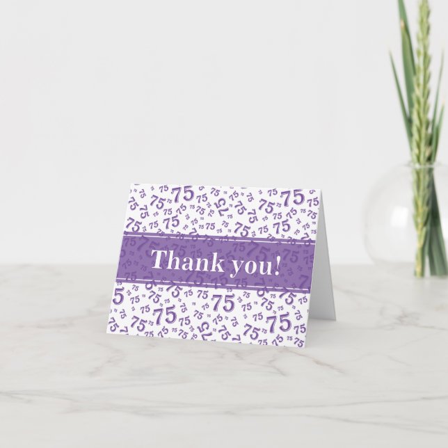 Tarjeta De Agradecimiento Milestone 75 Random Number Pattern Purple/White (Anverso)