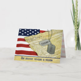 Tarjeta De Agradecimiento Militares Gracias con etiquetas de perro