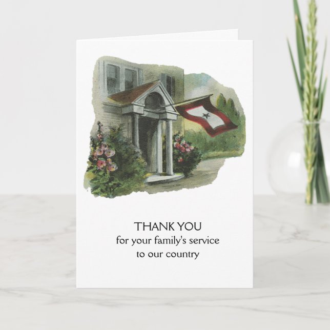 Tarjeta De Agradecimiento Militares: Gracias por el servicio de la familia (Anverso)