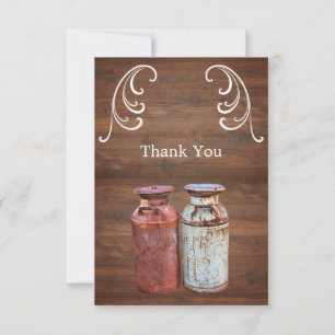 Tarjeta De Agradecimiento Milk Cans Country Wedding Rústico Antiguo Presupue