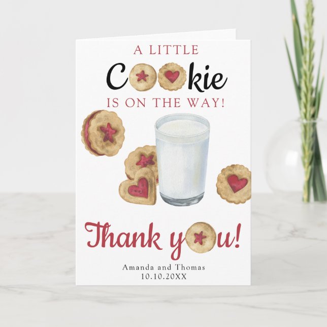Tarjeta De Agradecimiento Milk & Cookies Baby shower - Thank You Card (Anverso)