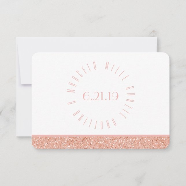 Tarjeta De Agradecimiento Mille Grazie Rosa italiano Purpurina de oro gracia (Anverso)