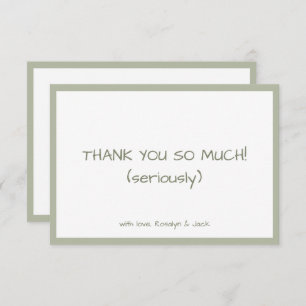 Tarjeta De Agradecimiento Mínima escritura de manual Casual verde turbio