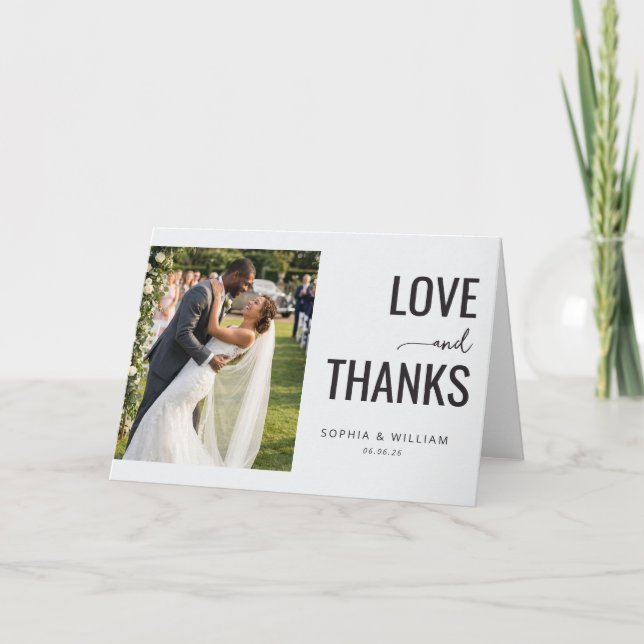 Tarjeta De Agradecimiento Mínima Fotografía Alegre (Anverso)