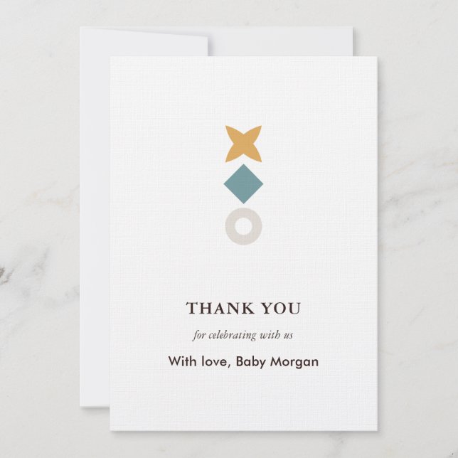 Tarjeta De Agradecimiento Minimal Bauhaus Baby Shower Thank You Card (Anverso)