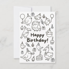Tarjeta De Agradecimiento Minimal Bird Doodle Birthday Card