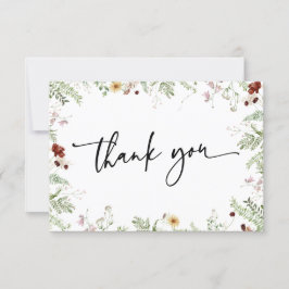 Tarjeta de agradecimiento Minimal Boho Cute Wildfl