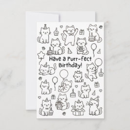 Tarjeta De Agradecimiento Minimal Cat Doodle Funny Birthday Card