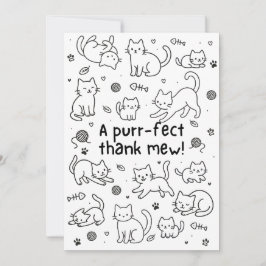 Tarjeta De Agradecimiento Minimal Cat Doodle Thank You Card