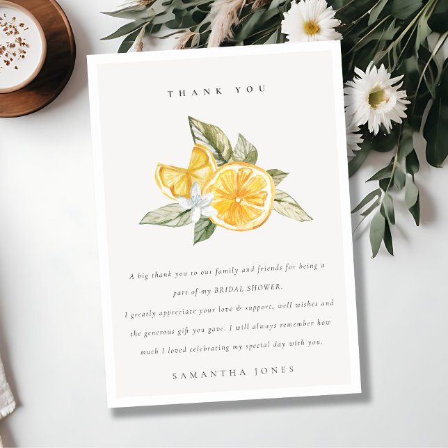 Tarjeta De Agradecimiento Minimal Citrus Limón Botánico Boho Despedida de So (Subido por el creador)