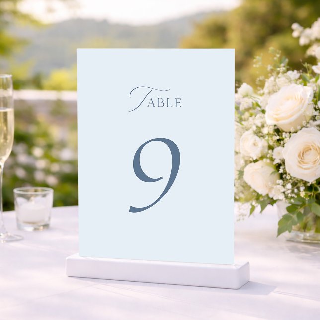 Tarjeta De Agradecimiento Minimal Dusty Blue Wedding Table Numbers 1–19 (Subido por el creador)