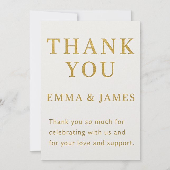 Tarjeta De Agradecimiento Minimal Elegant Wedding Thank You Card (Anverso)