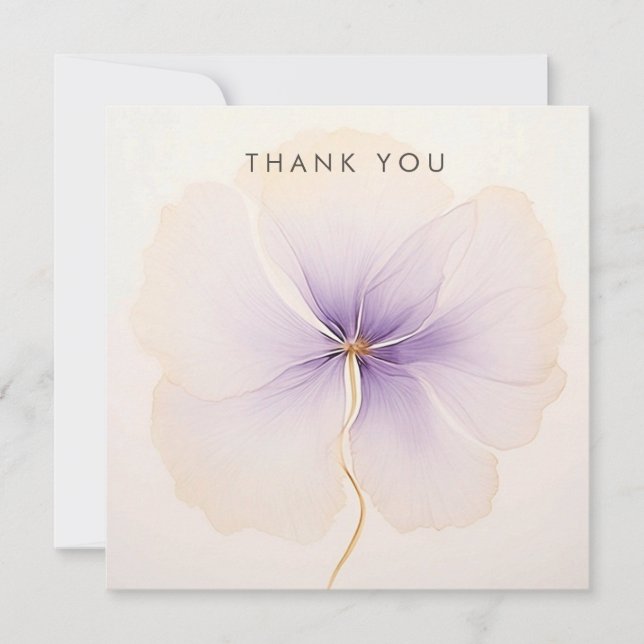 Tarjeta De Agradecimiento Minimal Lavender Watercolor Flower (Anverso)