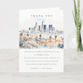 Tarjeta De Agradecimiento Minimal Los Ángeles, Boda de acuarela de Californi
